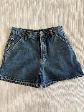 No Excuses Girl Gear Vintage High-Waisted Denim Carpenter Shorts